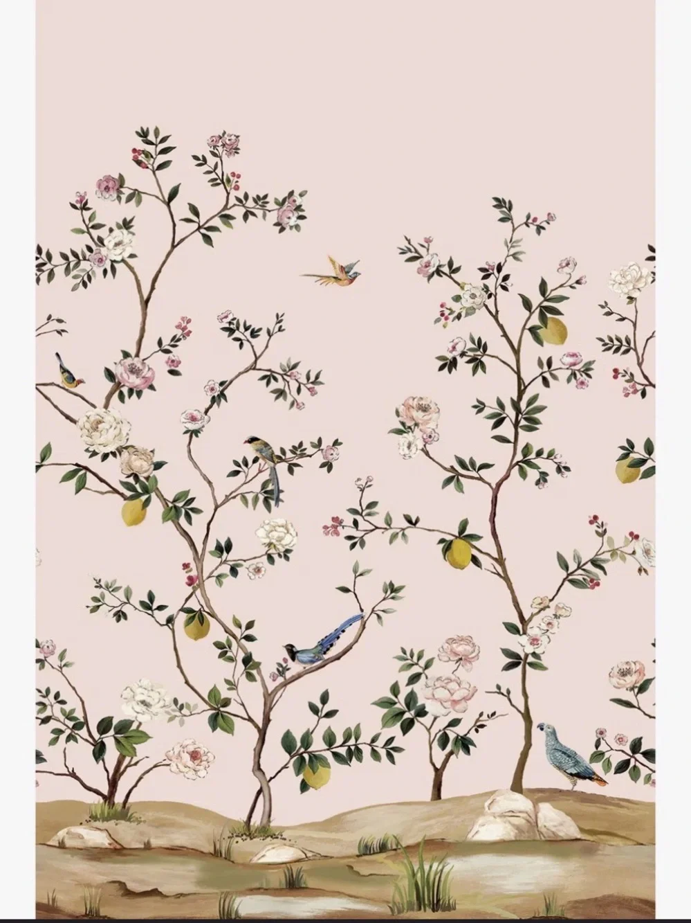 Anthropologie Blossom Chinoiserie Wallpaper Mural – Pink/Rose 3 Matching Rolls